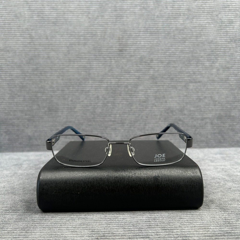 Joe Joseph Abboud JOE4022 Steel Rectangular Y2k Eyeglasses Gunmetal Blue